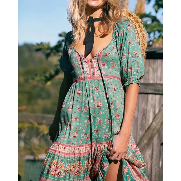 Boho Pink Floral Print Off Shoulder Midi Dress - Picture 14 of 14